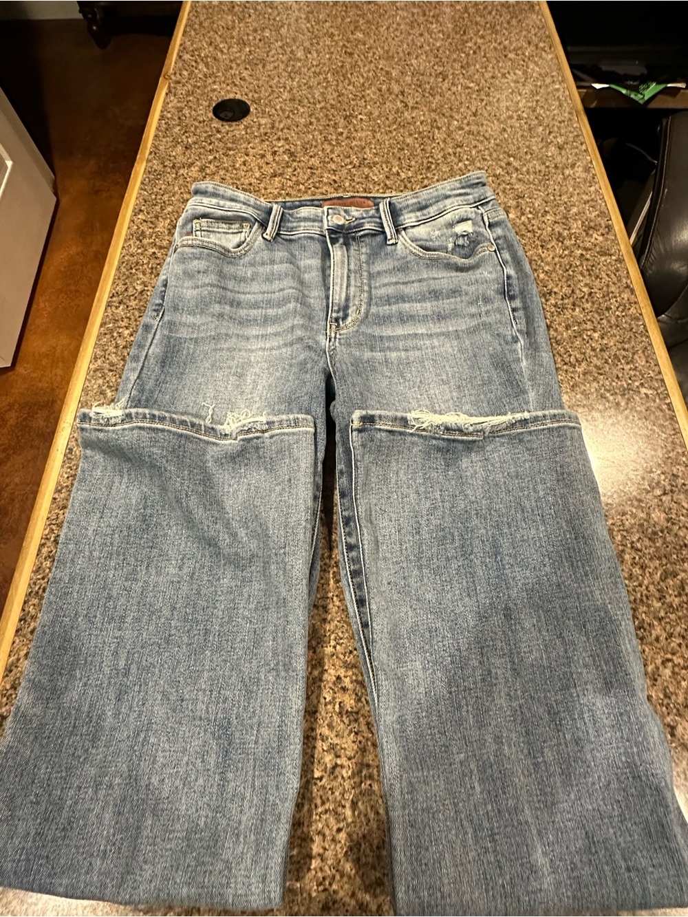 Judy Blue Light Blue Distressed Boot Cut Jeans